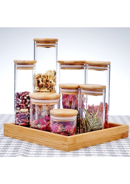 6.5X20CM 580ML Stili Bambu Kapaklar Şeffaf Cam Kavanozlar Mühürlü Kavanozlar Tahıl Deposu Şişe Kavanozu Mutfak Saklama Kutuları Mutfak Depolama Organizasyonu (Yurt Dışından) fırsatları