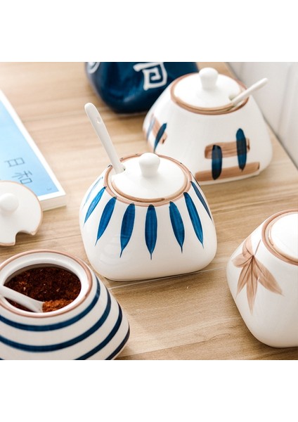 E Stili Yaratıcı Seramik Mutfak Gereçleri Tuz ve Şekerlikbaharat Kavanozları,baharatlık Kaseler,tepsili ve Kaşıklı Konteyner Çeşnilik Kavanozları (Yurt Dışından) fiyatları