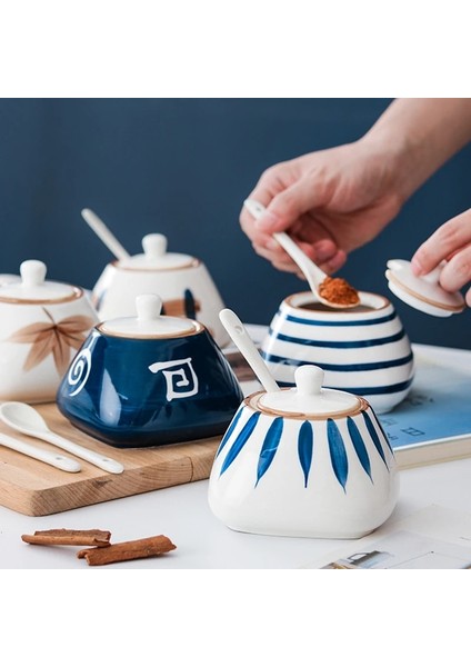 E Stili Yaratıcı Seramik Mutfak Gereçleri Tuz ve Şekerlikbaharat Kavanozları,baharatlık Kaseler,tepsili ve Kaşıklı Konteyner Çeşnilik Kavanozları (Yurt Dışından) indirimleri