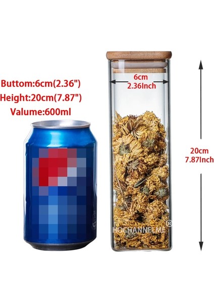 6X20CM 600ML Stili 2 Kavanoz Sızdırmazlık Mutfak Tahıl Çay Mason Depolama Tankı Bambu Kapaklı Cam Kavanozlar Baharat Çeşniler Organizatör Hava Geçirmez Konteyner (Yurt Dışından)
