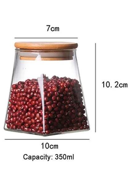 350ML Stili Depolama Şişesi Cam Hava Geçirmez Teneke Kutu Nem Geçirmez Cam Kahve Tankı Çay Kavanoz Şeker Düzenleyici Konteyner Mutfak Kare Şişe (Yurt Dışından)