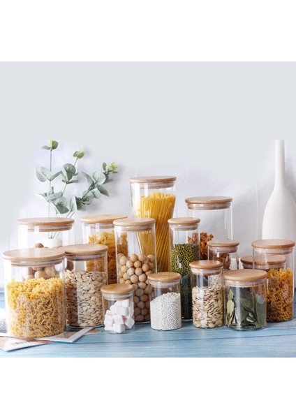 No.13 Tarzı Gıda Konteyner Bambu Kaplı Yüksek Borosilikat Gıda Mühürlü Cam Tank Mutfak Çeşitli Tahıl Saklama Kutuları (Yurt Dışından) modelleri