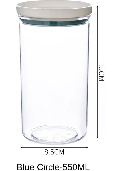 MAVI-550ML Stili Ev Şeffaf Gıda Mühürlü Kavanoz Nem Geçirmez Saklama Kavanozu Tam Tahıl Plastik Organizatör Şişe Konteyner Mutfak Malzemeleri (Yurt Dışından)