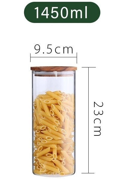 1450ML Stili Ahşap Kapaklı Depolama Tankı Gıda Kabı Cam Hava Geçirmez Teneke Kutu Mutfak Saklama Şişeleri Kavanoz Mühürlü Gıda Konteyner Çay Kahve Çekirdekleri (Yurt Dışından)