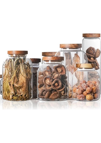 1250ML Stili ml Ahşap Kapaklı Cam Mutfak Saklama Şişeleri Kavanoz Büyük Gıda Konteyner Tahıllar Çay Kahve Çekirdekleri Tahıllar Şeker Kavanoz Konteynerler (Yurt Dışından)