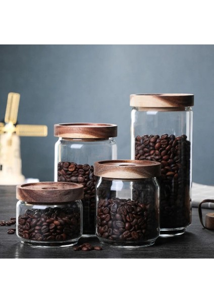 1250ML Stili ml Ahşap Kapaklı Cam Mutfak Saklama Şişeleri Kavanoz Büyük Gıda Konteyner Tahıllar Çay Kahve Çekirdekleri Tahıllar Şeker Kavanoz Konteynerler (Yurt Dışından)