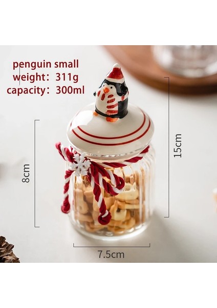 Penguen Küçük Stil Cam Aperatif Şeker Gıda Saklama Kavanoz Mühürlü Gıda Sınıfı Silikon Kapaklı Mutfak Tahıl Kapları Şişeler Noel Tatili Hediyesi (Yurt Dışından)