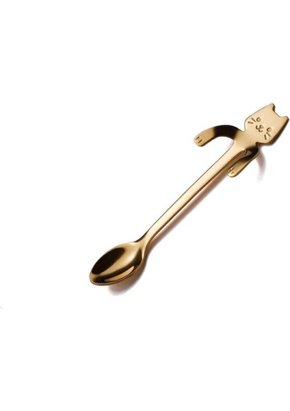 Altın Tarzı 11.5cm Sevimli Kedi Kahve Kaşığı Paslanmaz Yaratıcı Kedi Kaşığı Dondurma Moons Çay Kaşığı Tatlı Aperatif Kaşık Sofra (Yurt Dışından)