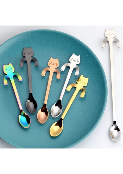 Altın Tarzı 11.5cm Sevimli Kedi Kahve Kaşığı Paslanmaz Yaratıcı Kedi Kaşığı Dondurma Moons Çay Kaşığı Tatlı Aperatif Kaşık Sofra (Yurt Dışından) indirimleri
