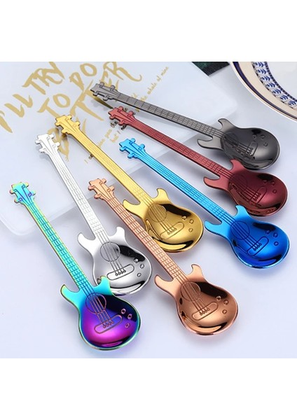 Altın Tarzı 1 Adet Gitar Kahve Kaşığı Seti Paslanmaz Çelik Tatlı Dondurma Kaşığı Çay Kaşığı Kahve Aksesuarları Sofra Takımı Içme Araçları (Yurt Dışından)