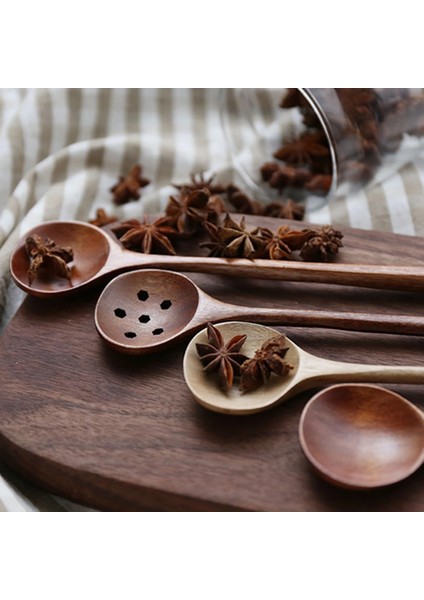 B Tipi1 Stili 1 Adet Masif Ahşap Uzun Saplı Tahta Kaşık Kore Sos Karıştırma Kaşığı Japon Yuvarlak Ağız Anti-Haşlanma Güveç Karıştırma Kaşığı (Yurt Dışından)