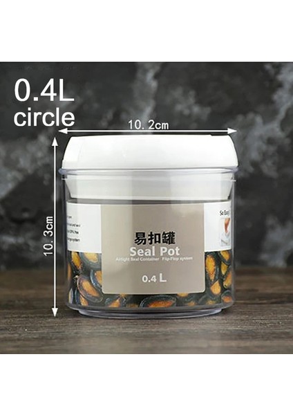 Yuvarlak 0.4l Tarzı Gıda Saklama Kabı Akrilik Mutfak Saklama Kutusu Tahıllı Saklama Kavanozu Şeffaf Mühürlü Kutular Kolay Toka Çok Kapasiteli (Yurt Dışından)