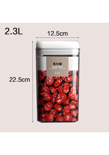 Kare 2.3l Stili Gıda Saklama Kabı Akrilik Mutfak Saklama Kutusu Tahıllı Saklama Kavanozu Şeffaf Mühürlü Kutular Kolay Toka Çok Kapasiteli (Yurt Dışından)