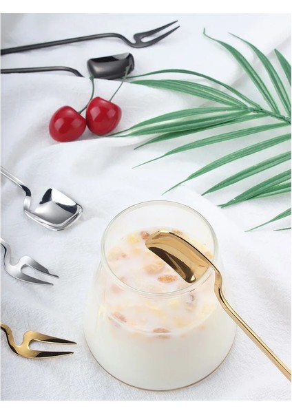 No.6 Tarzı Paslanmaz Çelik Duvara Monte Altın Kaplama Kahve Kaşığı Dondurma Kaşığı Çay Kaşığı Kahve Aksesuarları Çay Kaşığı Meyve Çatalı (Yurt Dışından) modelleri