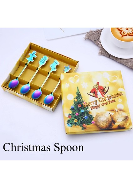 Yeşil Stil Paslanmaz Çelik Kaşık Seti Noel Kahve Kaşığı Dondurma Çorbası Şeker Tatlı Çay Kaşığı Karıştırma Karıştırıcı Mutfak Sofra Takımı (Yurt Dışından) fiyatları