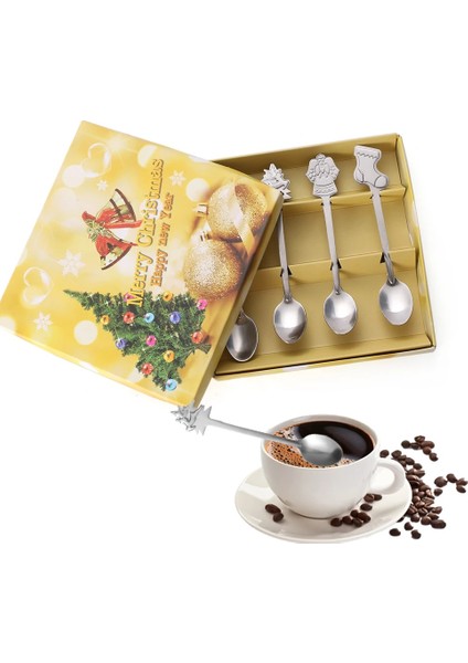 Yeşil Stil Paslanmaz Çelik Kaşık Seti Noel Kahve Kaşığı Dondurma Çorbası Şeker Tatlı Çay Kaşığı Karıştırma Karıştırıcı Mutfak Sofra Takımı (Yurt Dışından) fırsatları