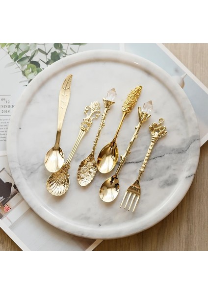 Gümüş Tarzı 6 Adet Vintage Kaşık Çatal ve Kaşık Seti Kraliyet Tarzı Çay Kaşığı Broze Kabuk Çatal Çatal Seti Kahve Atıştırmalıkları Meyve Tatlı Çatal (Yurt Dışından) fırsatları