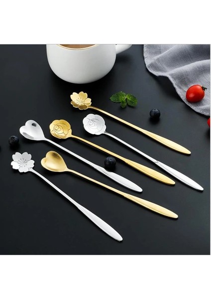 Gümüş Aşk Tarzı Çay Kahve Karıştırma Kaşığı Altın Kaşık Uzun Saplı Tatlı Paslanmaz Çelik Eski Çay Kaşığı Içecek Sofra Takımı Çiçekler Tasarım (Yurt Dışından) fiyatları
