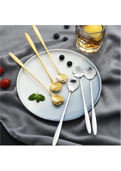 Gümüş Aşk Tarzı Çay Kahve Karıştırma Kaşığı Altın Kaşık Uzun Saplı Tatlı Paslanmaz Çelik Eski Çay Kaşığı Içecek Sofra Takımı Çiçekler Tasarım (Yurt Dışından) indirimleri