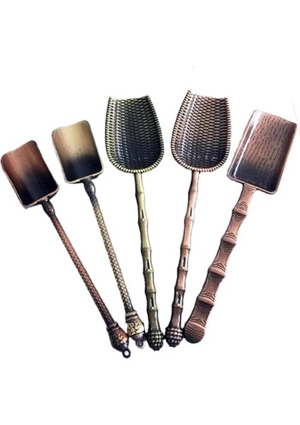 No.4 Tarzı Kürek Şekli Çay Kaşıkları Retro Çin Tarzı Çay Aksesuarları Bakır Şeker Tuz Kahve Kaşıkları Mutfak Kongfu Çay Araçları Gadget'ları (Yurt Dışından)