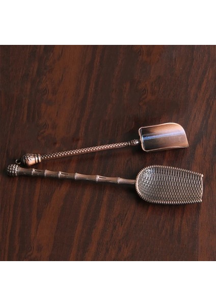 No.4 Tarzı Kürek Şekli Çay Kaşıkları Retro Çin Tarzı Çay Aksesuarları Bakır Şeker Tuz Kahve Kaşıkları Mutfak Kongfu Çay Araçları Gadget'ları (Yurt Dışından)