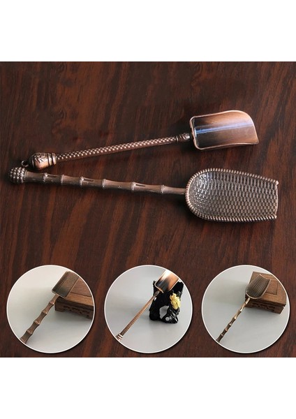 No.4 Tarzı Kürek Şekli Çay Kaşıkları Retro Çin Tarzı Çay Aksesuarları Bakır Şeker Tuz Kahve Kaşıkları Mutfak Kongfu Çay Araçları Gadget'ları (Yurt Dışından)