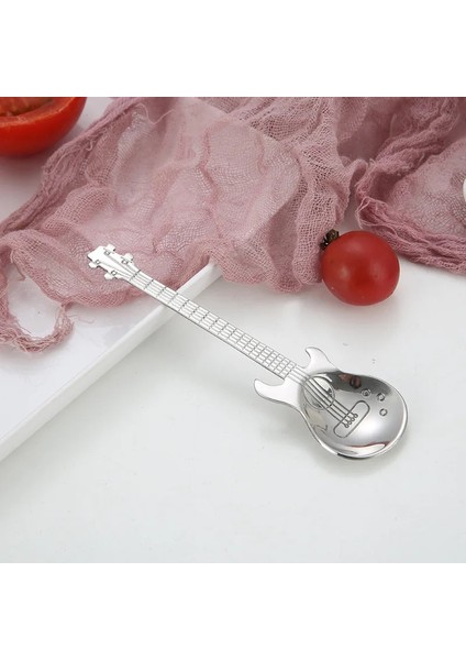 Gümüş Tarzı M Beden Paslanmaz Çelik Gitar Şekilli Aşk Kahve Kaşığı Çay Kaşığı Çocuk Kaşığı Yeni Güzel 7 Renk Kahve Çay Kullanımı Mutfak Kaşığı (Yurt Dışından)
