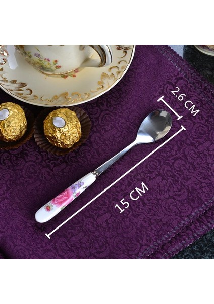 5 Adet Kraliçe Gül Tarzı Et Paslanmaz Çelik Seramik Saplı Çay Kaşığı Yaratıcı Kahve Kaşığı Bal Tatlı Dondurma Kaşığı Küçük Çay Kaşığı 15*2.6cm (Yurt Dışından) fırsatları