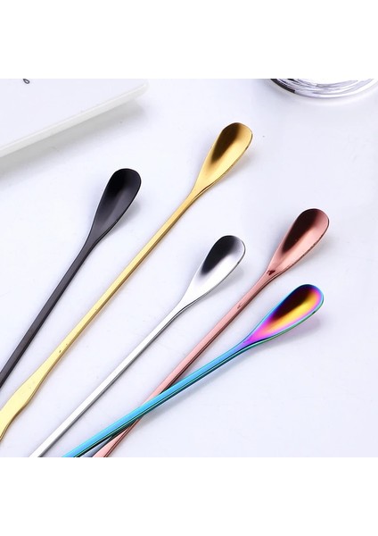 Çok Renkli Uzun Stil Yeni Tainless Çelik Kahve Kaşığı Uzun Saplı Renkli Kahve Kaşığı Tatlı Çay Kaşığı Mutfak Gadget Aracı Sofra Takımı (Yurt Dışından)