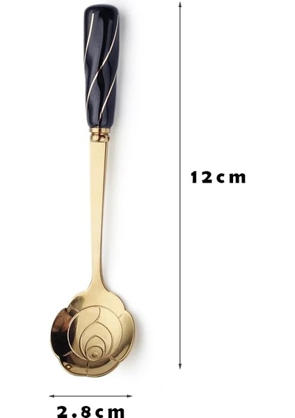 K Tarzı Paslanmaz Çelik Tatlı Kaşığı Seramik Uzun Saplı Dondurma Kaşığı Çay Kaşığı Altın Kahve Kek Meyve Süt Kaşığı Mutfak Sofra Takımı (Yurt Dışından)
