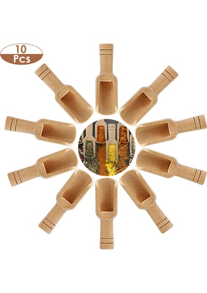 10 Adet Type1 Tarzı Ahşap Yuvarlak Saplı Kepçe Çay Kaşığı Küçük Tuz Kürek Süt Tozu Kaşık Ahşap Çeşni Kaşığı Kahve Çay Mini Şeker Kaşığı (Yurt Dışından)
