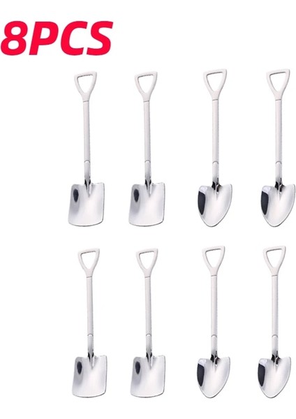 Gümüş 4A4B Stili Ovel Kaşık Paslanmaz Çelik Çay Kaşığı Dondurma Için Yaratıcı Kahve Kaşığı Tatlı Kaşık Sofra Çatal Bıçak Seti (Yurt Dışından)