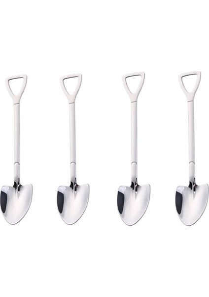 4 Adet Gümüş Bir Stil Paslanmaz Çelik Kürek Kahve Kaşığı Seti Kepçe Kürek Çay Kaşığı Dondurma Tatlı Kaşığı Mutfak Aksesuarları Sofra Takımı (Yurt Dışından)