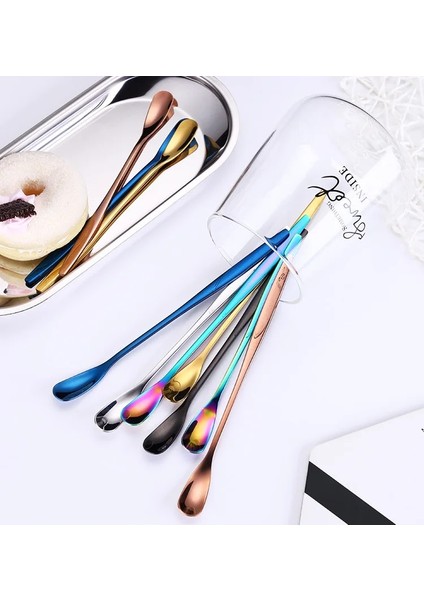 No.6 Tarzı 15CM 304 Paslanmaz Çelik Karıştırma Kaşığı Yaratıcı Uzun Saplı Kalınlaşmak Küçük Içecekler Tatlı Kaşığı Kahve Buz Kaşığı (Yurt Dışından) fırsatları