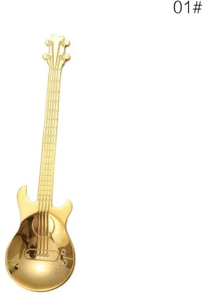 No.1 Tarzı Gosterildigi Gibi 1 Adet Paslanmaz Çelik Çay Kaşığı Karikatür Gitar Kaşığı Yaratıcı Süt Kahve Kaşığı Dondurma Şeker Çay Kaşığı Sofra Yemek Takımı (Yurt Dışından)