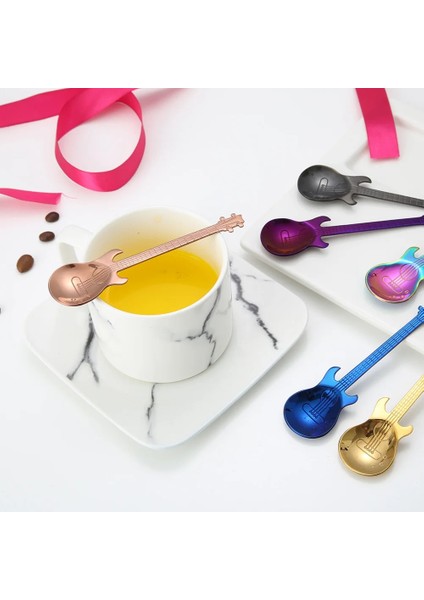 No.1 Tarzı Gosterildigi Gibi 1 Adet Paslanmaz Çelik Çay Kaşığı Karikatür Gitar Kaşığı Yaratıcı Süt Kahve Kaşığı Dondurma Şeker Çay Kaşığı Sofra Yemek Takımı (Yurt Dışından) modelleri