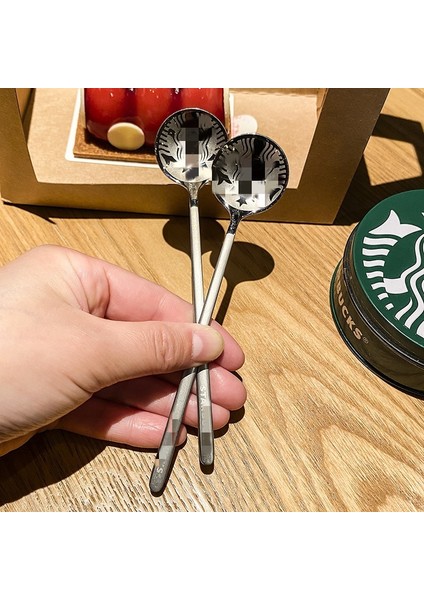 Altın Tarzı 17CM Kahve Kaşığı Logolu Paslanmaz Çelik Dondurma Kaşığı Ong Saplı Tatlı Çay Kaşığı Drinkware Sofra Için (Yurt Dışından)