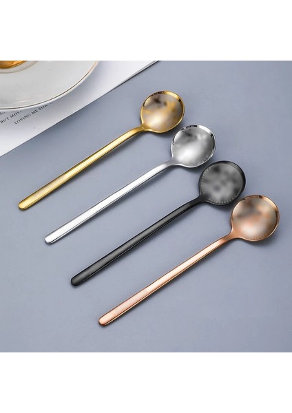 Altın Tarzı 17CM Kahve Kaşığı Logolu Paslanmaz Çelik Dondurma Kaşığı Ong Saplı Tatlı Çay Kaşığı Drinkware Sofra Için (Yurt Dışından)