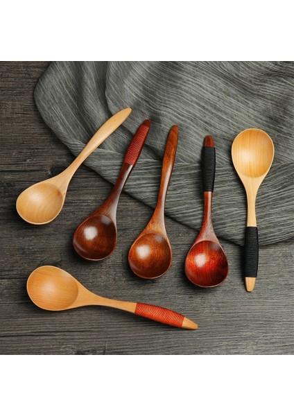 18X4CM-5 Stili Japon Tarzı Doğal Katı Tahta Kaşık Çorba Kaşık Ahşap Sofra Lapası Tatlı Çay Kaşığı Mutfak Pişirme Gereçleri (Yurt Dışından) indirimleri