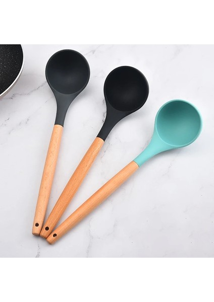 Açık Yeşil Tarzı Yapışmaz Silikon Derin Kaşık Kepçe Ahşap Saplı Çorba Kaşığı Isıya Dayanıklı Mutfak Pişirme Kaşığı Sos Güveç Için Servis Kaşığı (Yurt Dışından) fiyatları