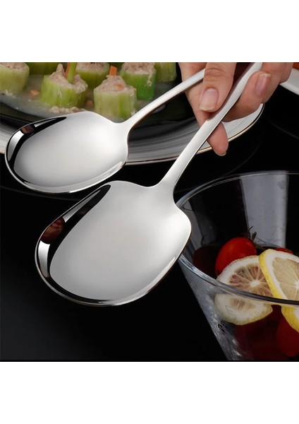 Yuvarlak Kaşık Stili Kalınlaşmak Mutfak Akşam Yemeği Çorbası Pirinç Batı Restoran Bar Halka Açık Kaşık Büyük Paslanmaz Çelik Yuvarlak Kafa Büfe Servis Kaşığı (Yurt Dışından)