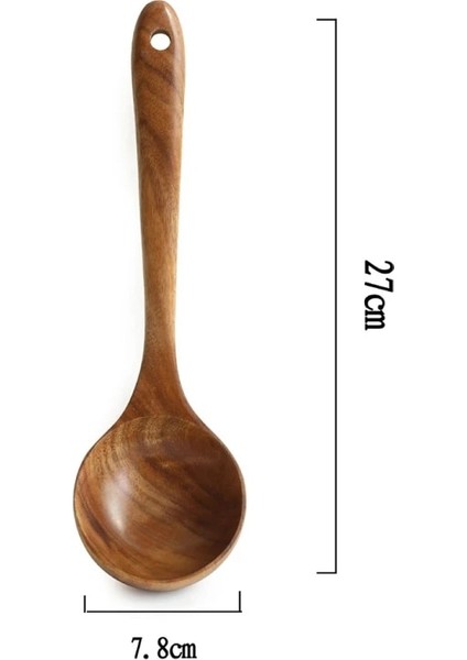 G Tarzı 1 Takım Doğal Ahşap Sofra Kaşık Pota Turner Uzun Pirinç Kevgir Çorba Skimmer Pişirme Kaşıkları Kepçe Mutfak Alet Seti 1 (Yurt Dışından)