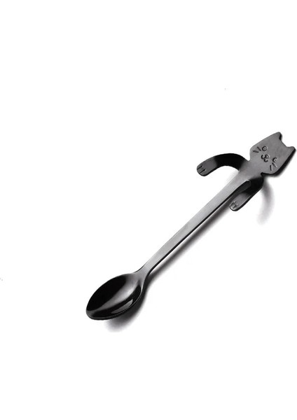 B Tarzı 12CM 11.5cm Sevimli Kedi Kahve Kaşığı Paslanmaz Yaratıcı Kedi Kaşığı Çay Kaşığı Tatlı Aperatif Kaşık Dondurma Moons Sofra (Yurt Dışından)