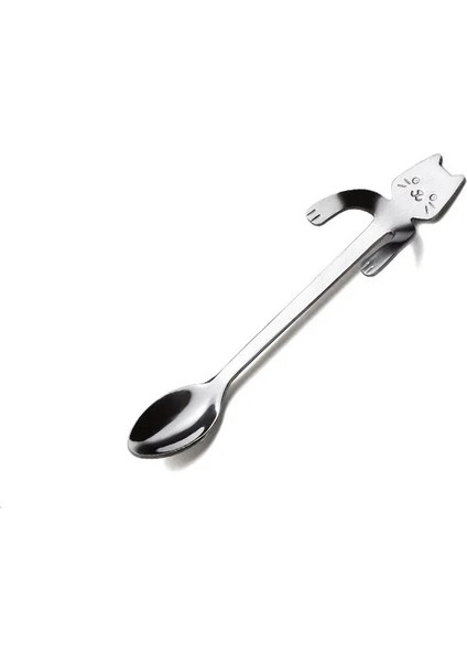 Bir Stil 12CM 11.5cm Sevimli Kedi Kahve Kaşığı Paslanmaz Yaratıcı Kedi Kaşığı Çay Kaşığı Tatlı Aperatif Kaşık Dondurma Moons Sofra (Yurt Dışından)