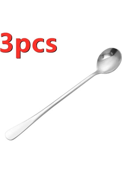 B-3 Adet Tarzı 6 Adet Çay Kaşığı Uzun Saplı Dondurma Tatlı Sundae Kaşık Mutfak Sıcak Çatal Içme Sofra Paslanmaz Çelik Kahve Kaşıkları (Yurt Dışından)