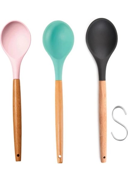 Siyah Stil Ahşap Doğal Ahşap Uzun Saplı Oval Kaşık Çorba Pişirme Karıştırma Servis Kaşığı (Yurt Dışından) fiyatları