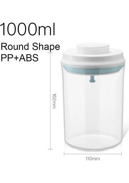 YUVARLAK-1000ML-GRI Tarzı 11 Kapasiteli Gıda Saklama Kutusu Konteyner Tek Düğme Onoff Mühürlü Kavanoz Tahıl Depolama Tankı Cansfor Buzdolabı Mutfak Taze Tutmak (Yurt Dışından)