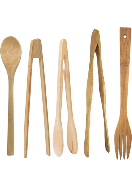 B 3pcs Stilini Ayarla Ahşap Bambu Katı Kaşık Mutfak Alet Seti Çorba Kaşığı Gıda Maşası Bambu Çatal Pişirme Karıştırma Karıştırma Doğal Sofra Takımı (Yurt Dışından) fiyatları