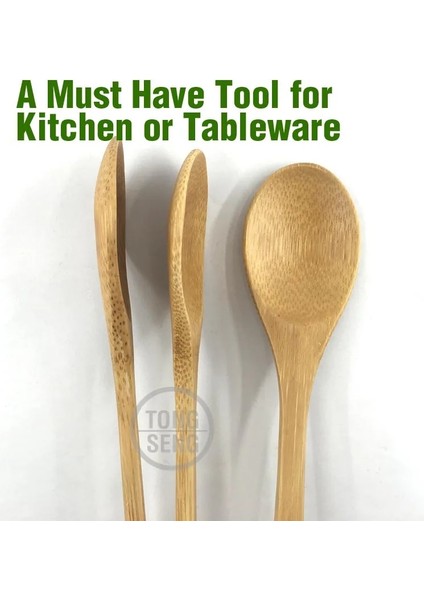 B 3pcs Stilini Ayarla Ahşap Bambu Katı Kaşık Mutfak Alet Seti Çorba Kaşığı Gıda Maşası Bambu Çatal Pişirme Karıştırma Karıştırma Doğal Sofra Takımı (Yurt Dışından) modelleri