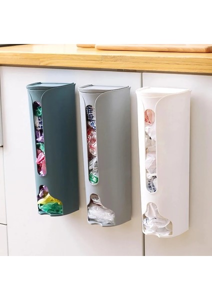 Uzun Gri Kutu Stili Duvara Monte Çöp Torbası Kutusu Çöp Torbası Saklama Kutusu Plastik Torba Konteyner Çöp Torbaları Tutucu Raf Çeşitli Eşyalar Organizatör Ev Gereçleri (Yurt Dışından)